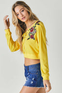 Floral Embroidered Cropped Sweatshirt